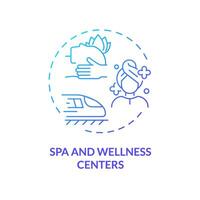 2D gradient spa and wellness centers icon, simple isolated vector, medical tourism thin line illustration. vector