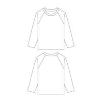 template long sleeve raglan t-shirt vector illustration flat design outline clothing collection