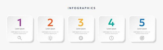 Modern business infographic template with 5 options or steps icons. vector