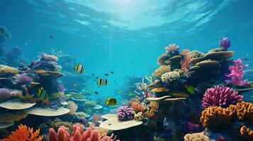 ai generado vistoso tropical coral arrecife con pescado foto