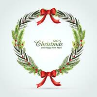 Hand draw artistic christmas decorative wreath celebration card design vector