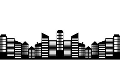 City landscape silhouette vector. City buildings flat illustration vector