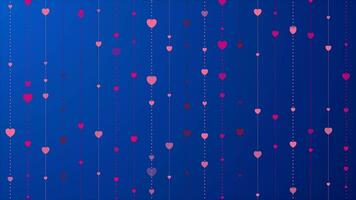 Pink hearts on dark blue background video animation