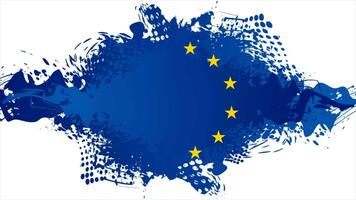 europeo unione concetto grunge bandiera. blu macchia su bianca sfondo video animazione