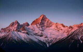 ai generado majestuoso Nevado picos, un sinfonía de serenidad debajo el azur pabellón foto