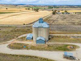 Aerial View taken from a drone of Grain Silos at Delungra, NSW, Australia photo