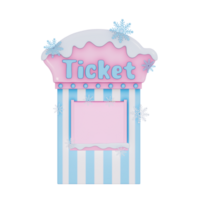 Christmas Carnival Winter Theme 3D, Ticket Booth painted in soft pastel, Pastel Style. png