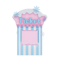 Kerstmis carnaval winter thema 3d, ticket stand geschilderd in zacht pastel, pastel stijl. png