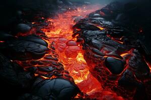 AI generated background - hot cooled volcanic lava photo