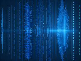 AI generated Blue digital binary data on computer screen background. binary code background . abstract blue background photo