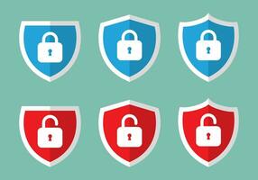 Padlock on shield icon vector. Safeguard, protection symbol in flat style vector