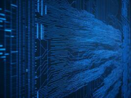 AI generated Blue digital binary data on computer screen background. binary code background . abstract blue background photo