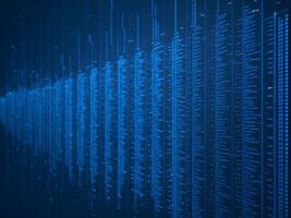 AI generated Blue digital binary data on computer screen background. binary code background . abstract blue background photo