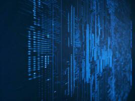 AI generated Blue digital binary data on computer screen background. binary code background . abstract blue background photo