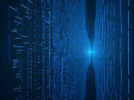AI generated Blue digital binary data on computer screen background. binary code background . abstract blue background photo