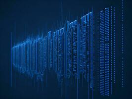 ai generado azul digital binario datos en computadora pantalla antecedentes. binario código antecedentes . resumen azul antecedentes foto