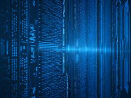 AI generated Blue digital binary data on computer screen background. binary code background . abstract blue background photo