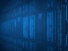 AI generated Blue digital binary data on computer screen background. binary code background . abstract blue background photo
