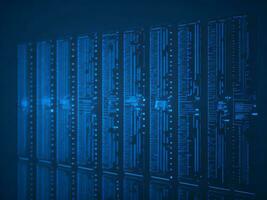 AI generated Blue digital binary data on computer screen background. binary code background . abstract blue background photo