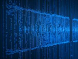 AI generated Blue digital binary data on computer screen background. binary code background . abstract blue background photo