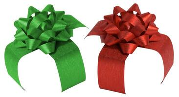 Red and green silk ribbon tied around the box, frame and blank for design photo