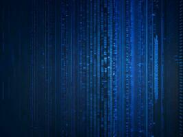 AI generated Blue digital binary data on computer screen background. binary code background . abstract blue background photo