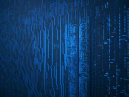 AI generated Blue digital binary data on computer screen background. binary code background . abstract blue background photo