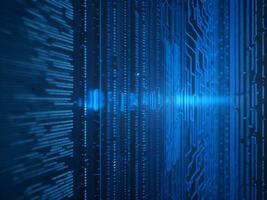 AI generated Blue digital binary data on computer screen background. binary code background . abstract blue background photo