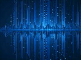 AI generated Blue digital binary data on computer screen background. binary code background . abstract blue background photo