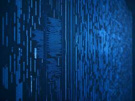 AI generated Blue digital binary data on computer screen background. binary code background . abstract blue background photo