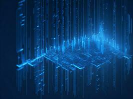 AI generated Blue digital binary data on computer screen background. binary code background . abstract blue background photo