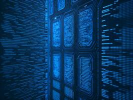AI generated Blue digital binary data on computer screen background. binary code background . abstract blue background photo