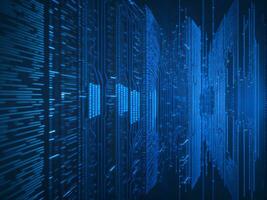 AI generated Blue digital binary data on computer screen background. binary code background . abstract blue background photo