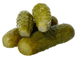 Pickled cucumber on white isolated background photo