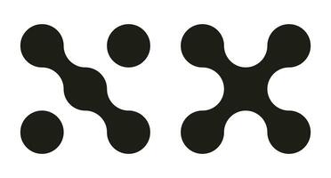 Set of metaballs. Connected dots icon. Circles pattern symbol. Abstract simple elements. Connected blobs. Integration sign. Point movement. Vector template collection.