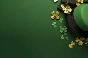 AI generated Saint patricks day pot of gold and hat photo