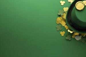 AI generated Saint patricks day pot of gold and hat photo