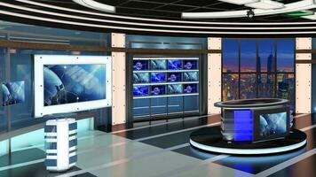 Virtual TV Studio Set. Green screen background. 3d Rendering photo