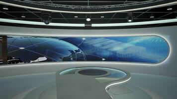 Virtual TV Studio Set. Green screen background. 3d Rendering photo