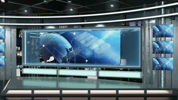 Virtual TV Studio Set. Green screen background. 3d Rendering photo