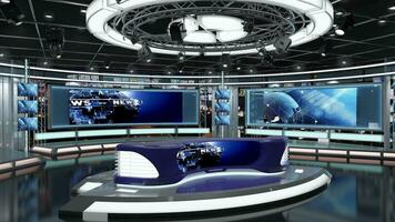 Virtual TV Studio Set. Green screen background. 3d Rendering photo