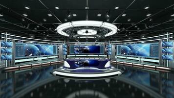 Virtual TV Studio Set. Green screen background. 3d Rendering photo