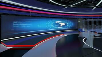 Virtual TV Studio Set. Green screen background. 3d Rendering photo