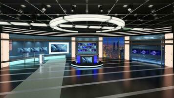 Virtual TV Studio Set. Green screen background. 3d Rendering photo