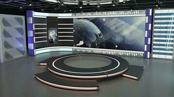 Virtual TV Studio Set. Green screen background. 3d Rendering photo