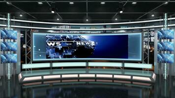 Virtual TV Studio Set. Green screen background. 3d Rendering photo