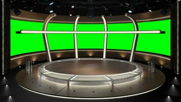 Virtual TV Studio Set. Green screen background. 3d Rendering photo