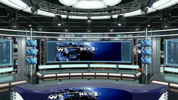 Virtual TV Studio Set. Green screen background. 3d Rendering photo