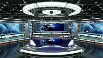 Virtual TV Studio Set. Green screen background. 3d Rendering photo