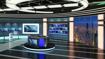 Virtual TV Studio Set. Green screen background. 3d Rendering photo